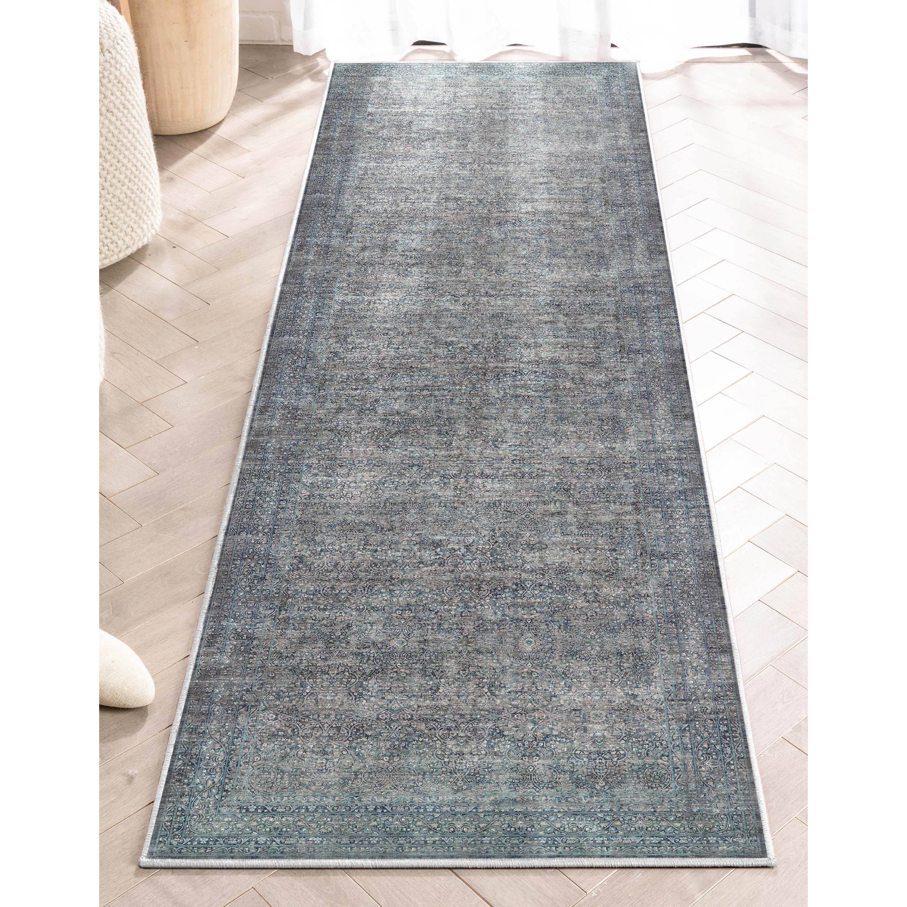 Juliette Vintage Persian Oriental Blue Flat-Weave Rug: 6' x 9'