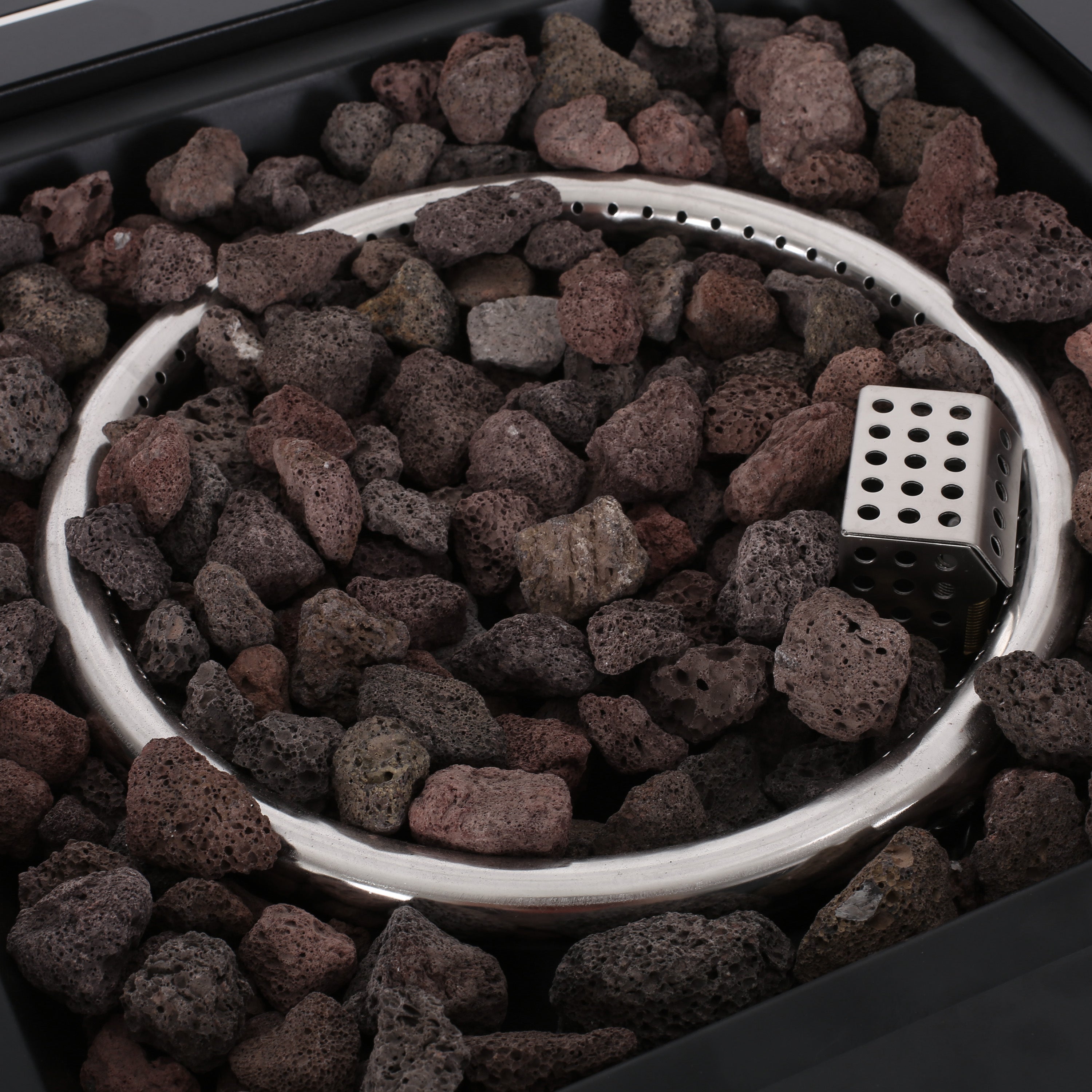 Outdoor Patio Propane Fire Pit 24.5'' H x 28'' W Square Iron Gas-burning Fire Table - 40,000 BTU, Tank in side, Black