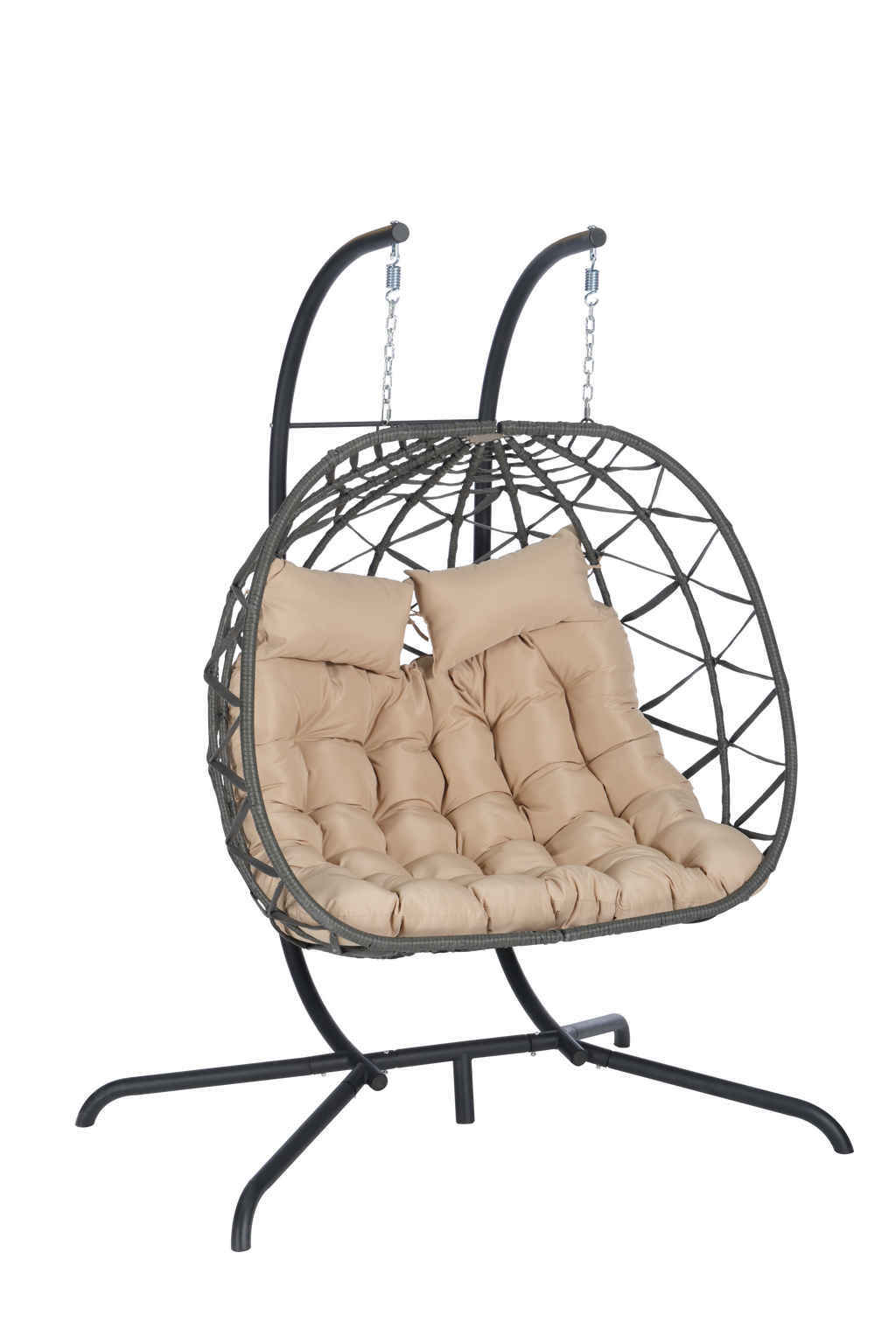 2 Person Outdoor Rattan Hanging Chair Patio Wicker Egg Chair