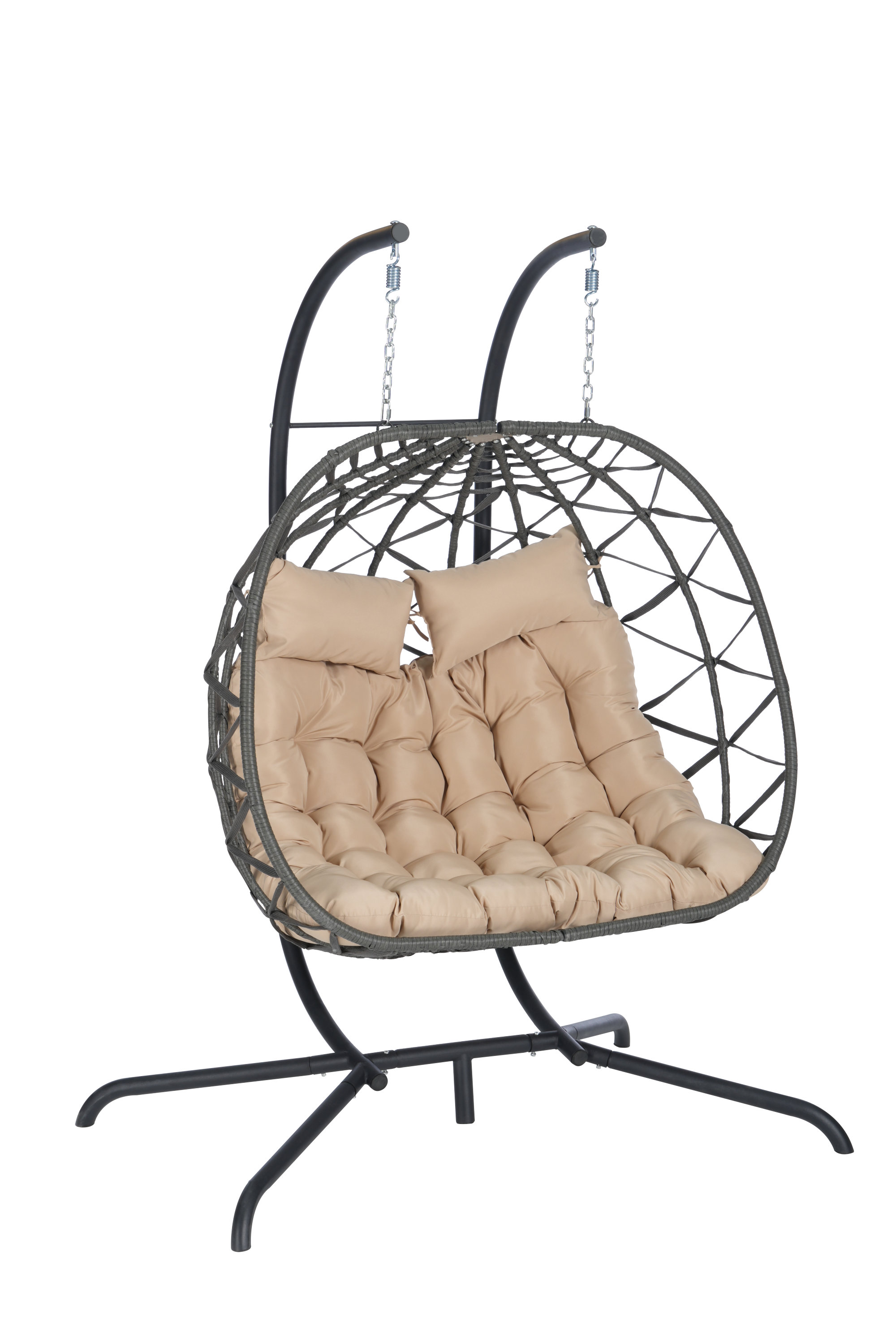 2 Person Outdoor Rattan Hanging Chair Patio Wicker Egg Chair
