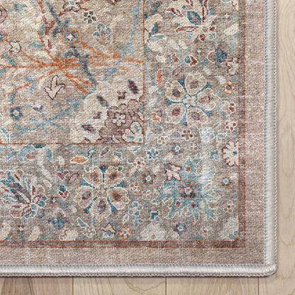 Emilia Vintage Persian Floral Ivory Flat-Weave Rug: 6' x 9'
