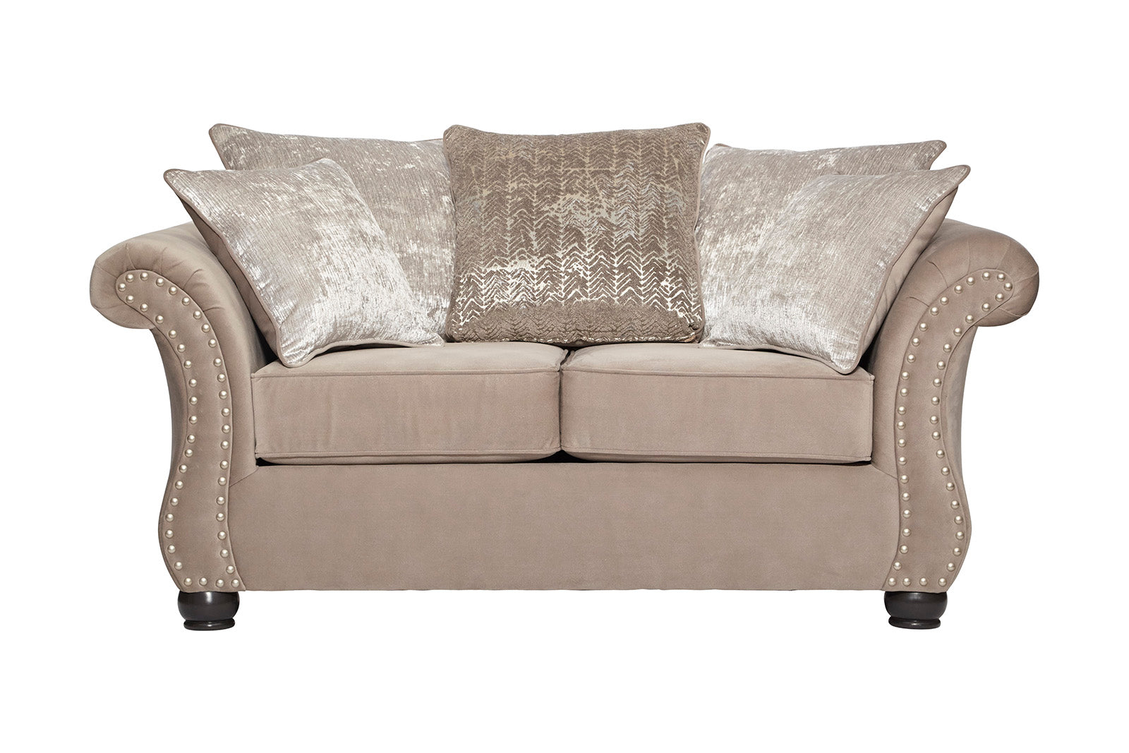 Cosmos Putty Glam And Silver Sofa and Loveseat