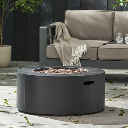 32" Patio 40,000 BTU Round Iron Propane Fire Pit, Dark Grey (Tank Cover not Included)