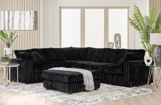 Extra Soft Teddy Bear Ebony Black Sectional
