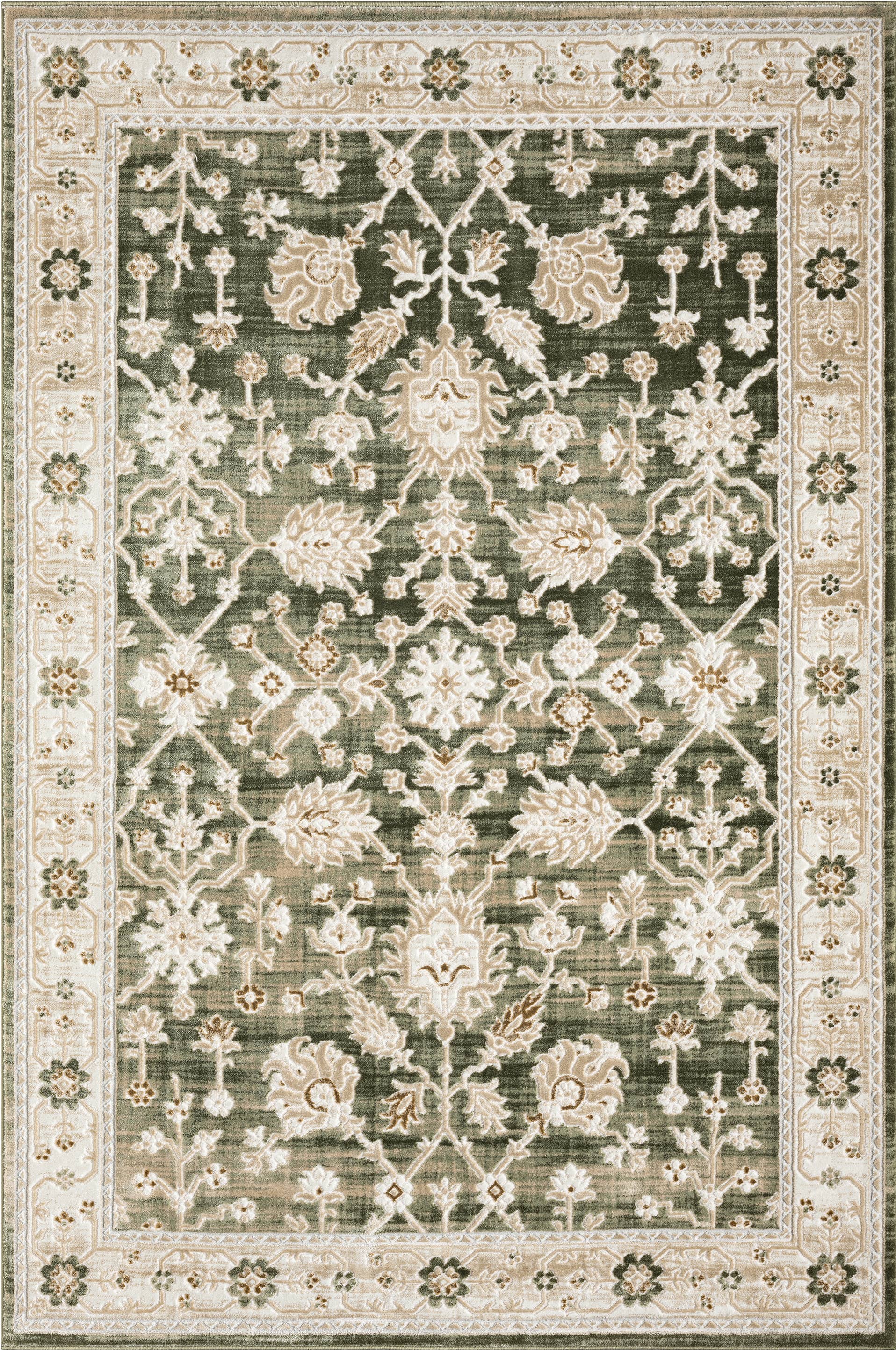 Abani Rugs Ivy Vintage Green Floral Area Rug: 5'3" x 7'6"