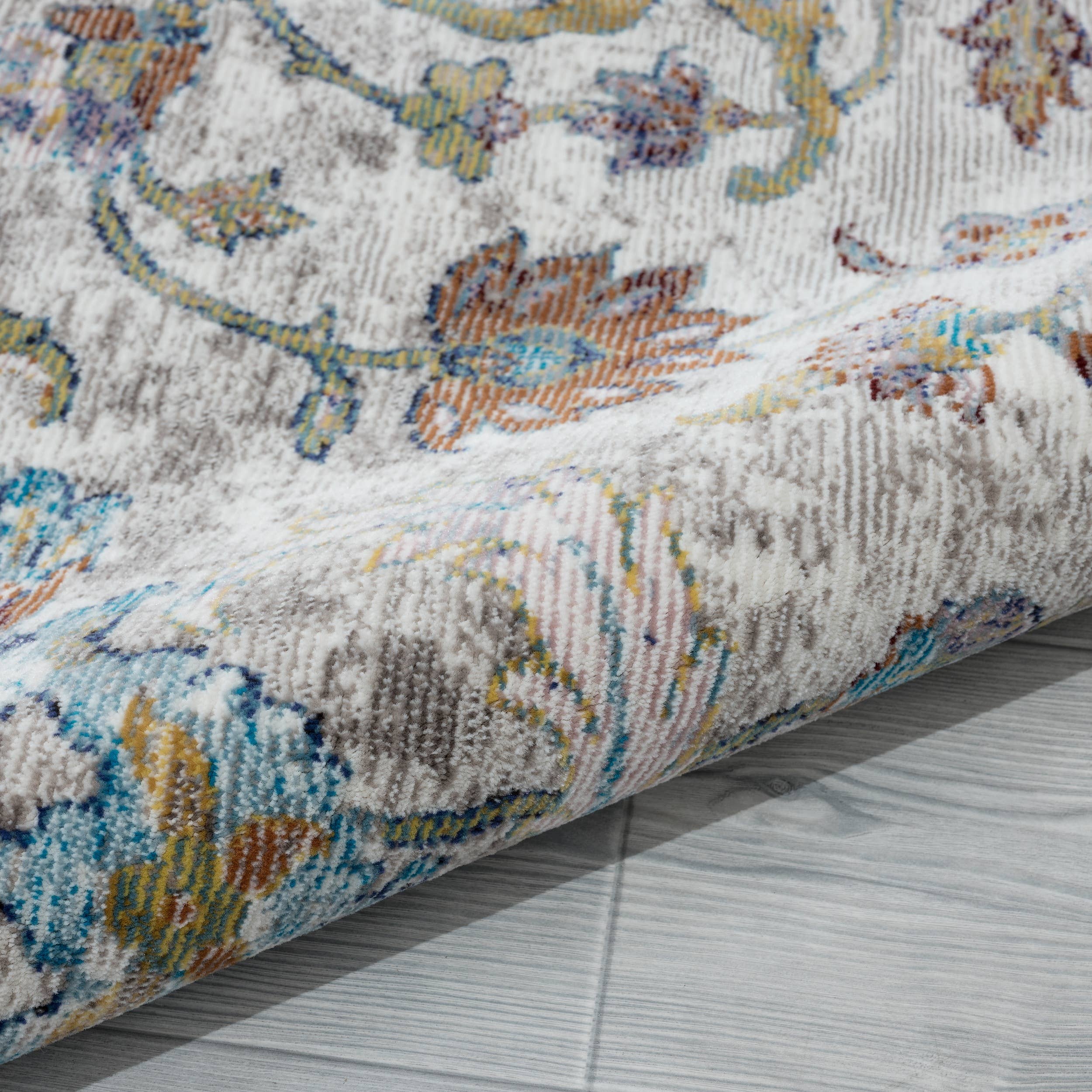 Garden Oriental Stylish Area Rug - Multi: Ivory/Blue / 5' x 8'