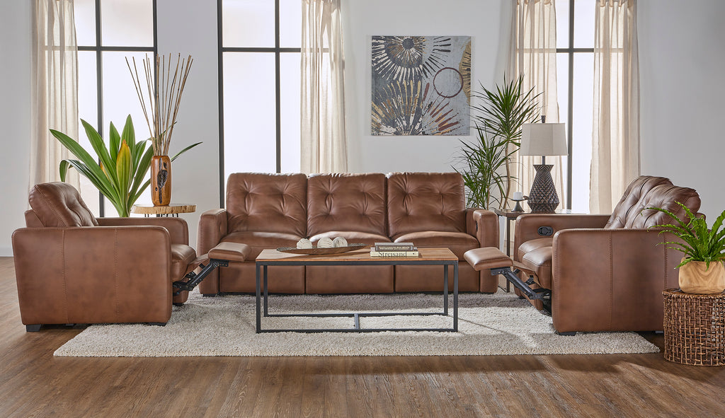 Sheath Caramel Reclining Sofa and Reclining Loveseat