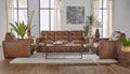 Sheath Caramel Reclining Sofa and Reclining Loveseat