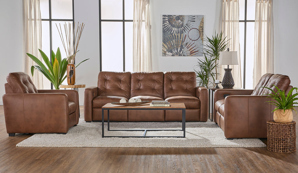 Sheath Caramel Reclining Sofa and Reclining Loveseat