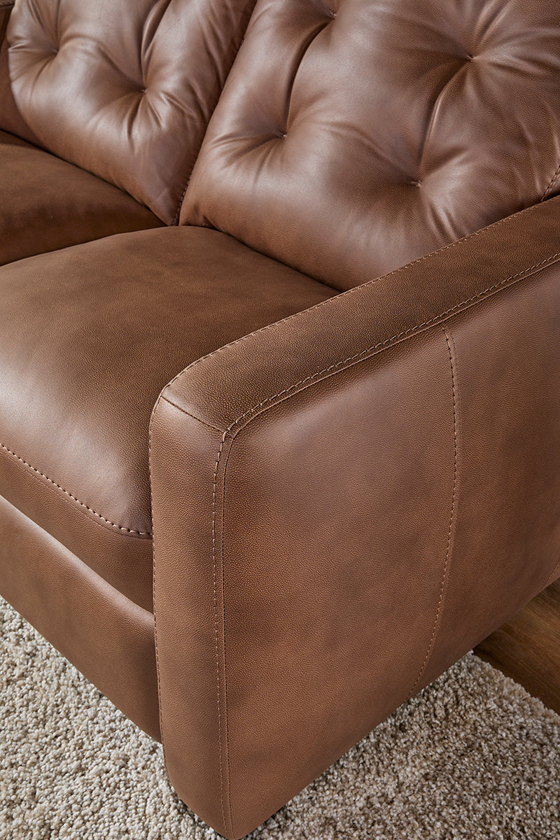 Sheath Caramel Reclining Sofa and Reclining Loveseat