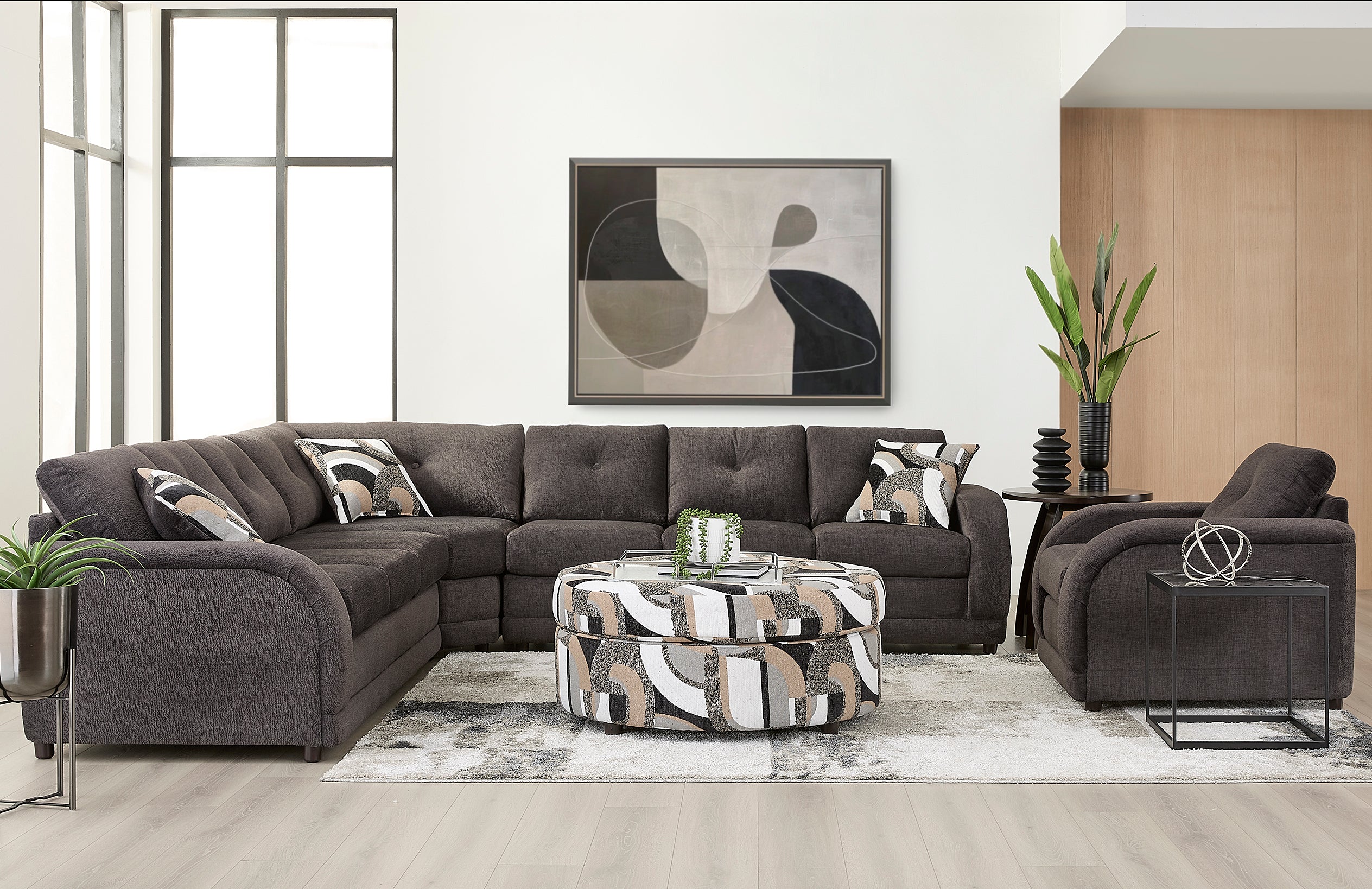 Earth Brown Wedge Sectional with Sleeper Option