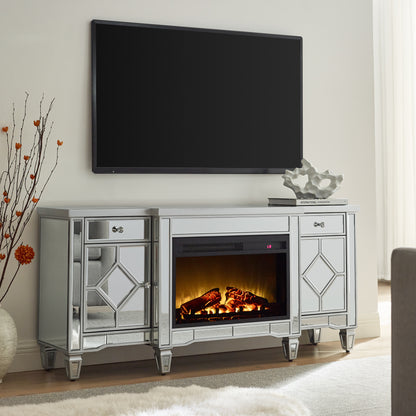 W 57" X D 15 " X H 25.6" Flash silver combination TV fireplace cabinet