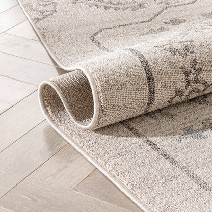 Valentina Oriental Medallion Pattern Brown Beige Kilim-Style: 5'3" x 7'3"