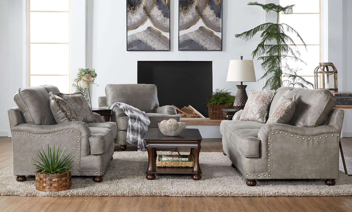 English Gray Sofa and Loveseat