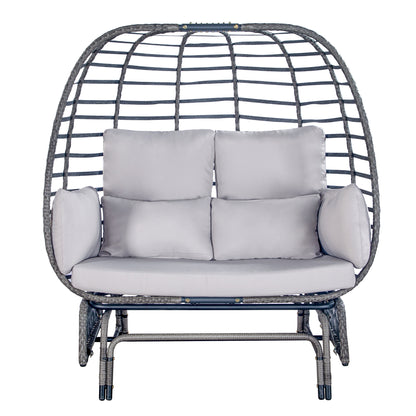 2 person Swing egg chair with rocking glide frame and cushion