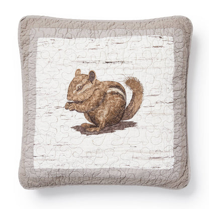 Birch Forest Cotton Quilted  Chipmunk Pillow