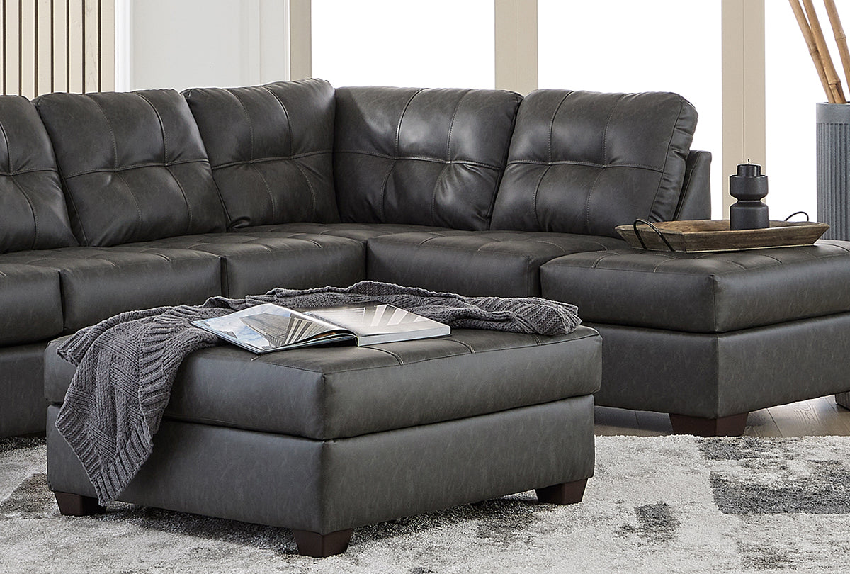 Trotter Charcoal Tufted Top Ottoman