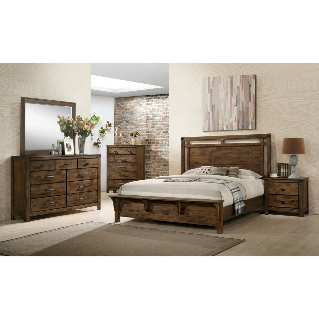 Rustic Modern Farmhouse King Size Bedroom Set with Bench Footboard