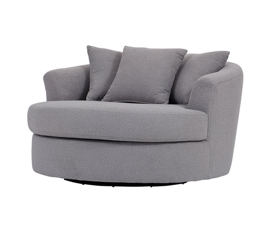 Cush Nickel Swivel Barrel Chair