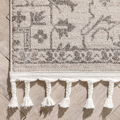 Valentina Oriental Medallion Pattern Brown Beige Kilim-Style: 5'3" x 7'3"