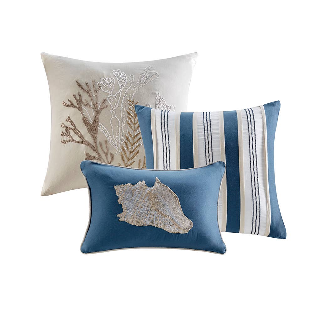 Seashell Coastal Navy Blue 7-Piece Comforter Set: King