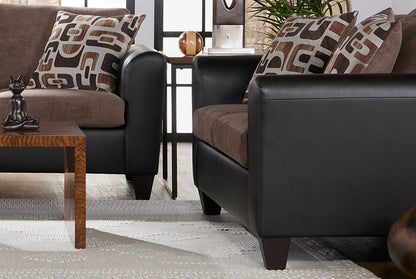 Two Tone Journey Chocolate Sofa and Loveseat