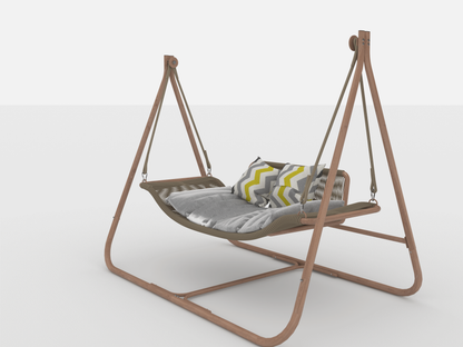 Hammock Swing Chair with Stand for Indoor,Outdoor, Anti-Rust Wood-Colored Frame 570 lbs Capacity with Cushion Oversized Double Hammock Chair for Patio Balcony Bedroom Ban on Amazon(OLD W1132P155978)