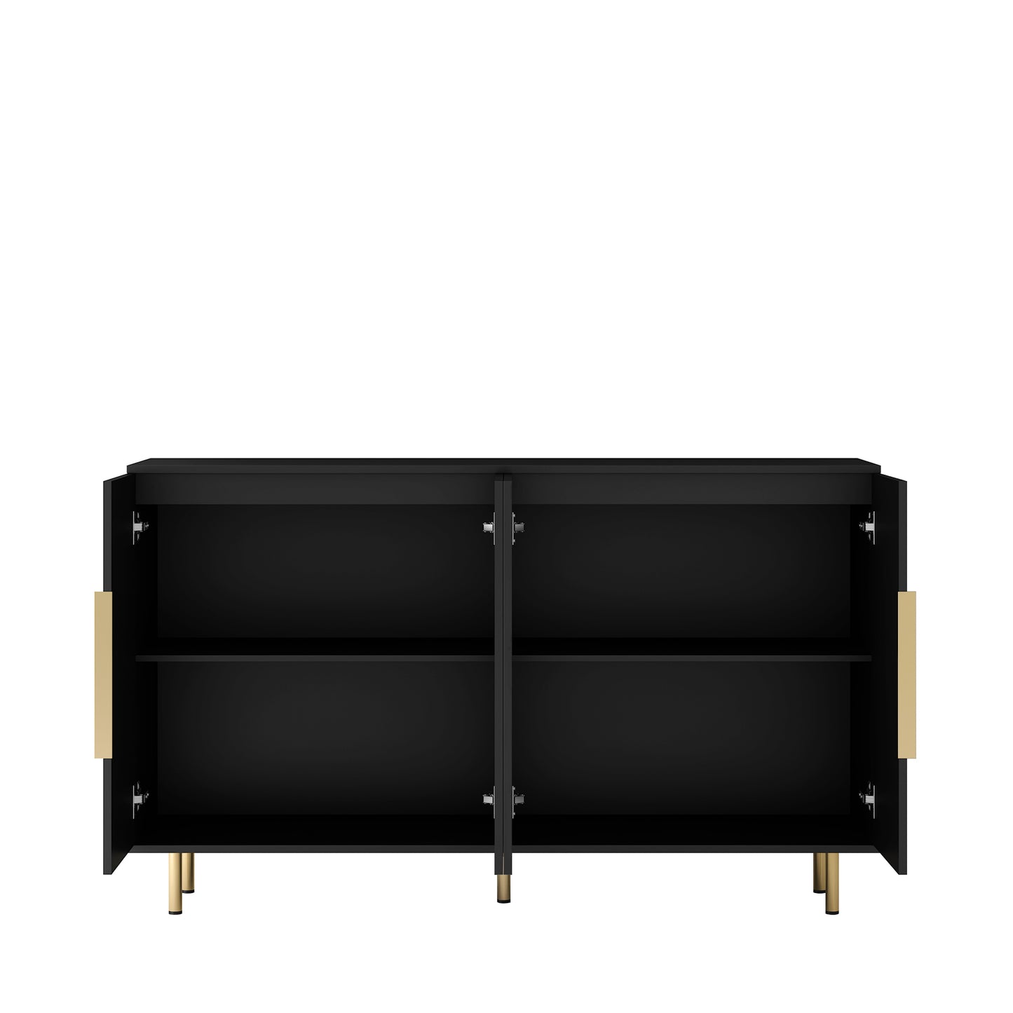 Black Modern Buffet Cabinet with Storage, Fluted Sideboard Large Buffet with Adjustable Shelves, Credenza, Accent Cabinet Console Table