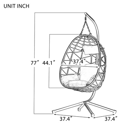 Egg Chair with Stand Indoor Outdoor Swing Chair Patio Wicker Hanging Egg Chair Hanging Basket Chair Hammock Chair with Stand for Bedroom Living Room Balcony