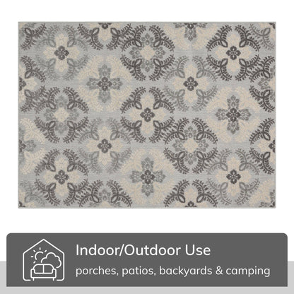 Loewy Modern Geometric Indoor/Outdoor Grey High-Low Rug: 5'3" x 7'3"