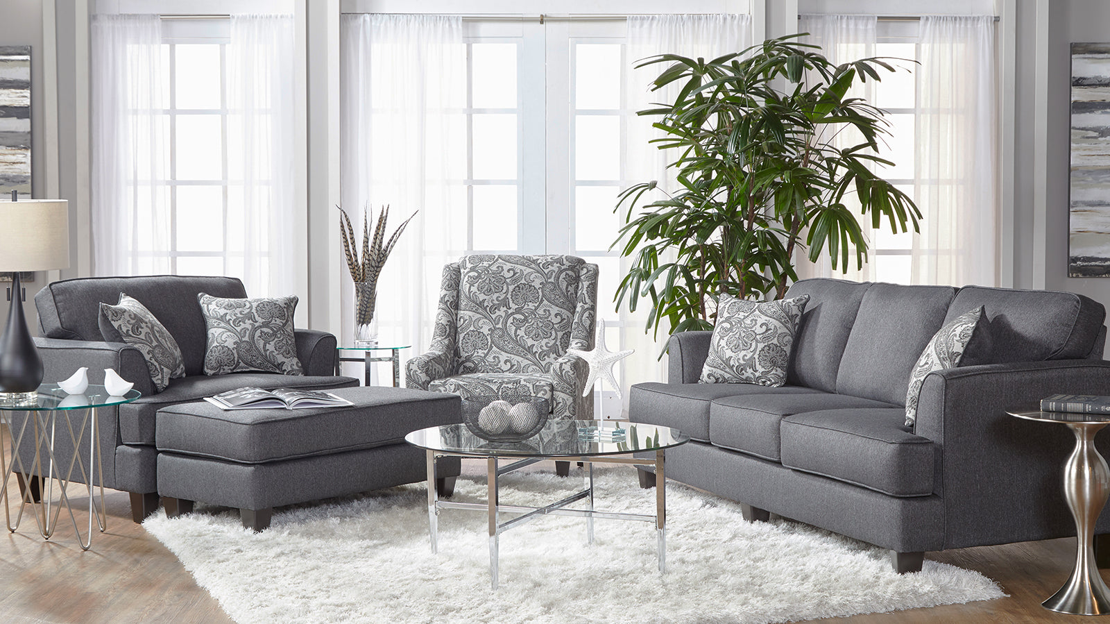 Pebble Gray Traditional Sofa and Loveseat