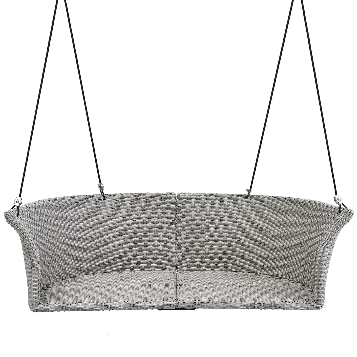 GO 51.9" 2-Person Hanging Seat, Rattan Woven Swing Chair, Porch Swing With Ropes,  Gray Wicker And Cushion