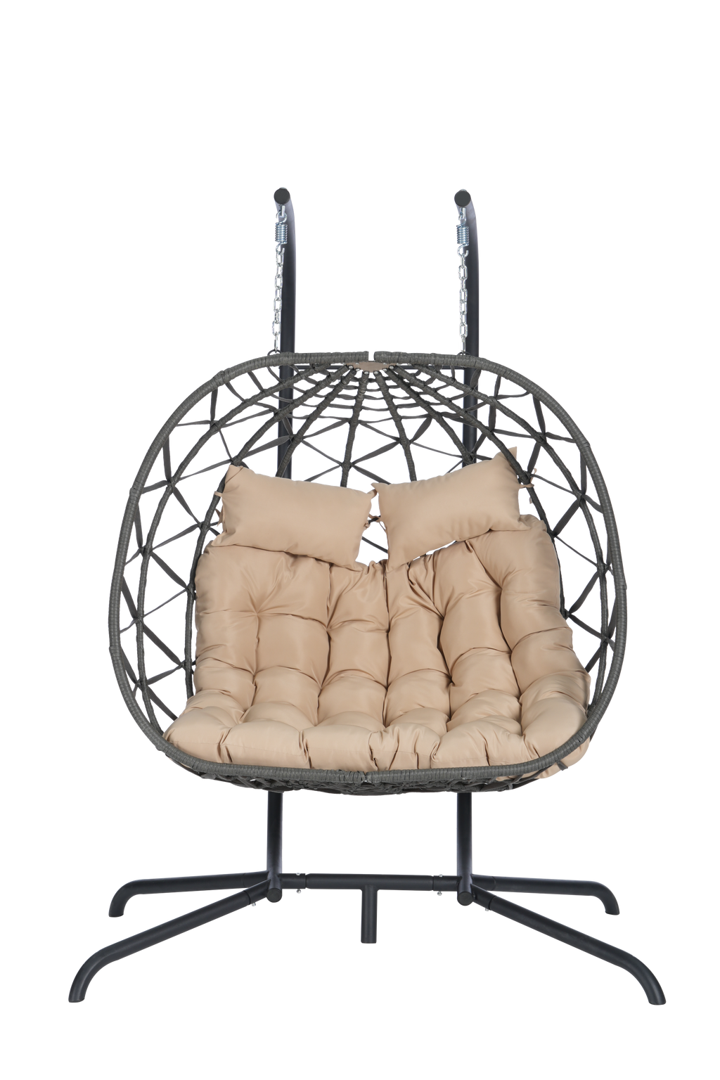 2 Person Outdoor Rattan Hanging Chair Patio Wicker Egg Chair