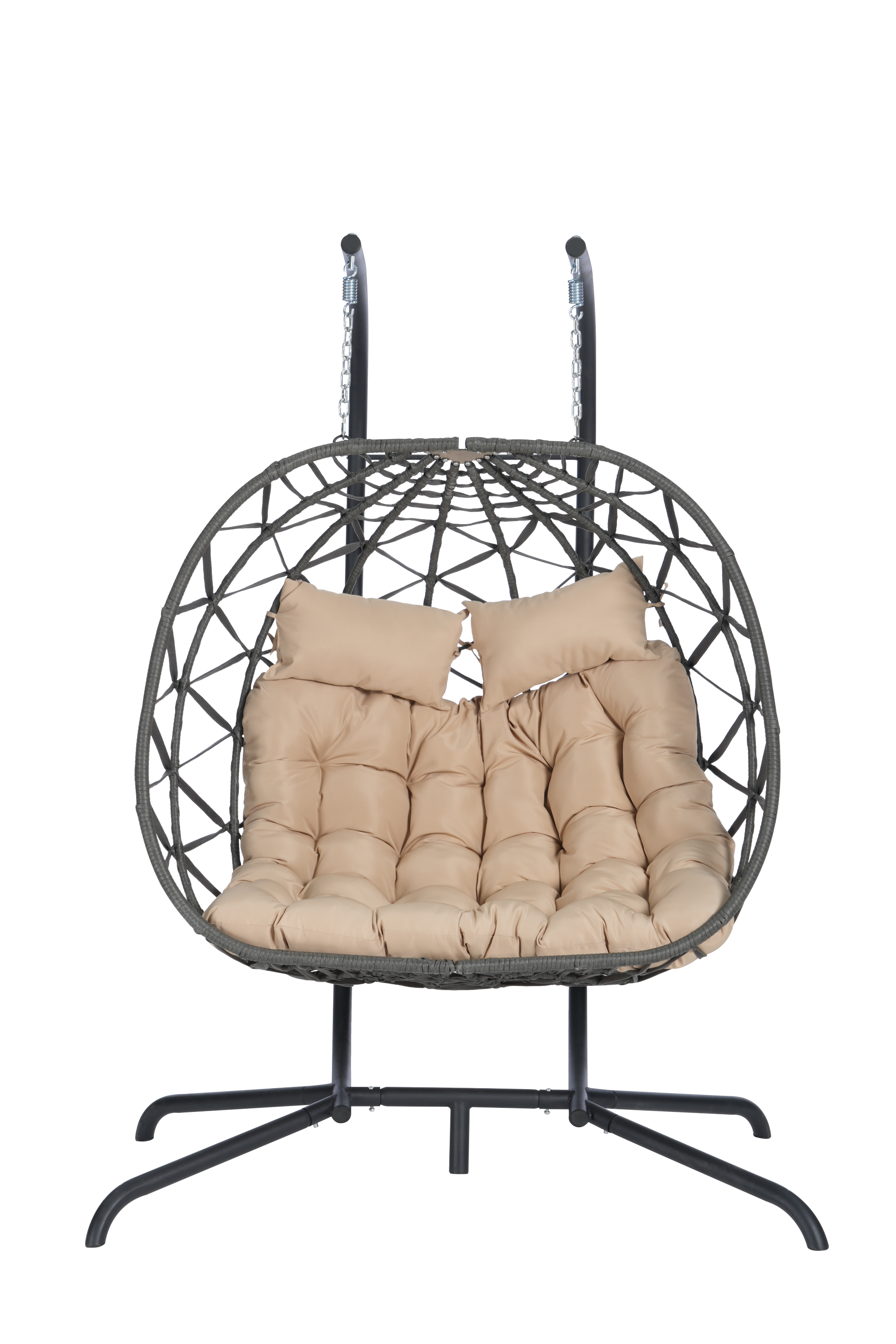 2 Person Outdoor Rattan Hanging Chair Patio Wicker Egg Chair