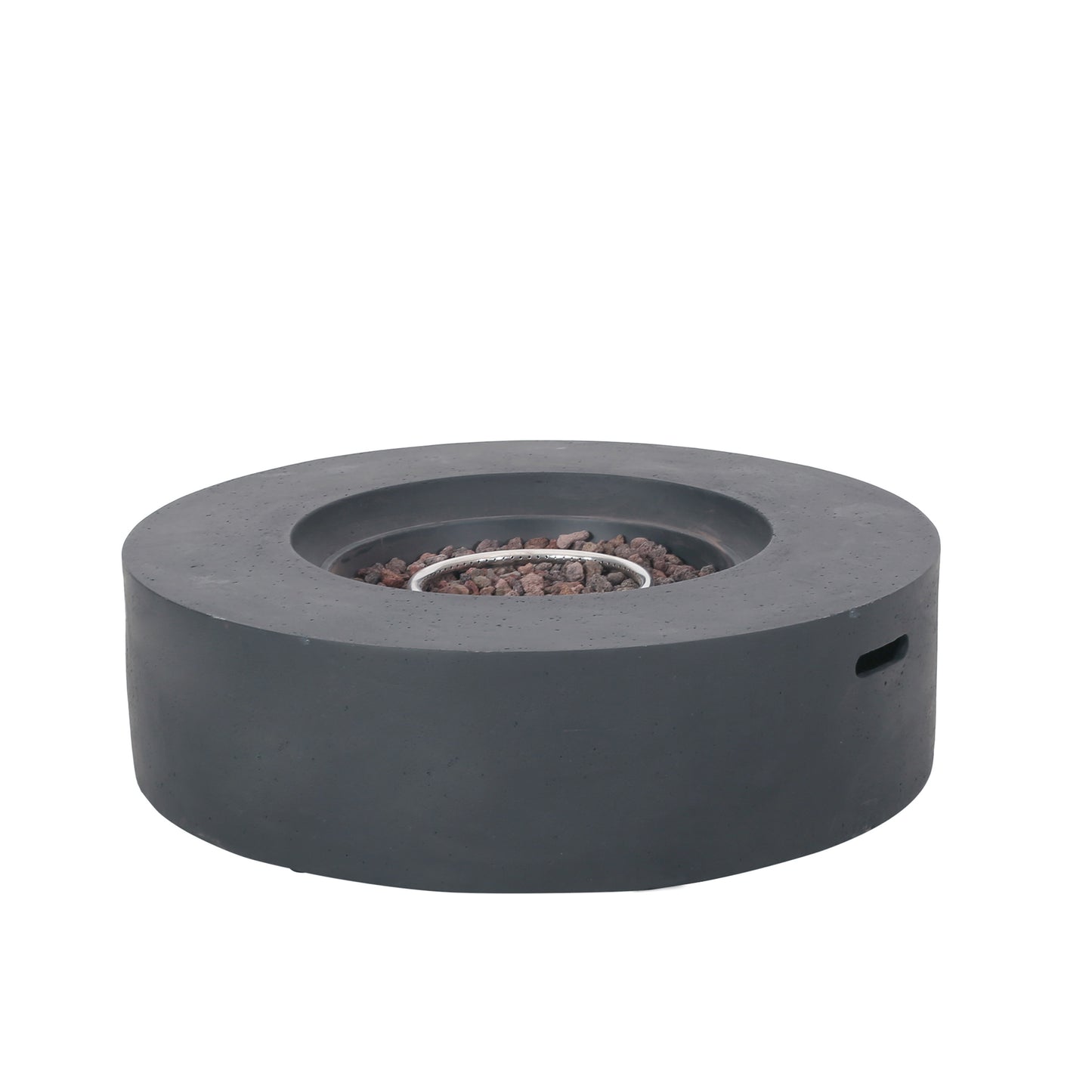 Lightweight Concrete Outdoor Circular Fire Pit, Dark Gray 50,000 BTU (Tank Cover not Included)