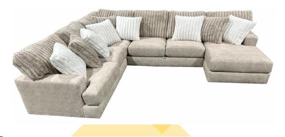 Plush moonstruck Gray and Cream Cuddle Chaise Sectional