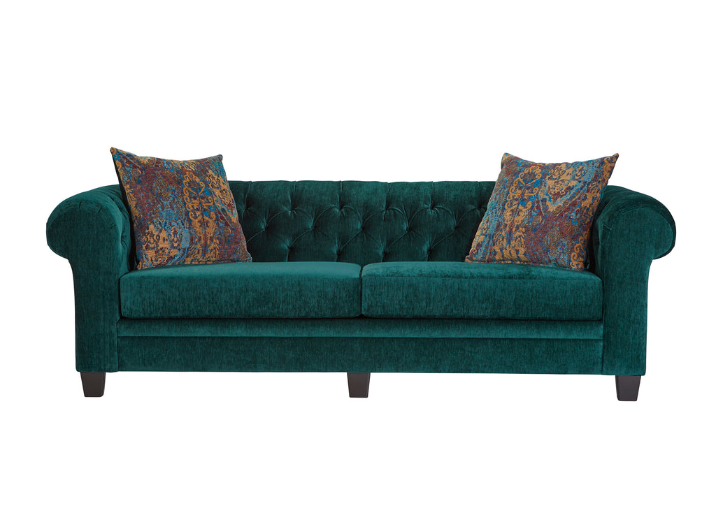 Lush Peacock Tufted  Sofa and Loveseat