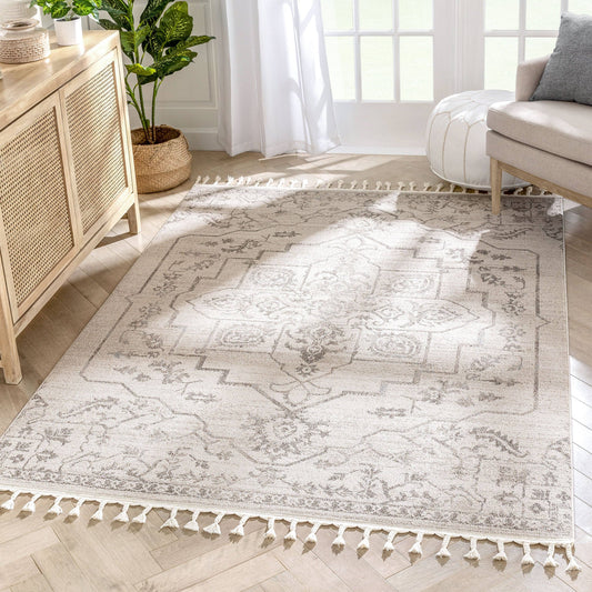Valentina Oriental Medallion Pattern Brown Beige Kilim-Style: 5'3" x 7'3"