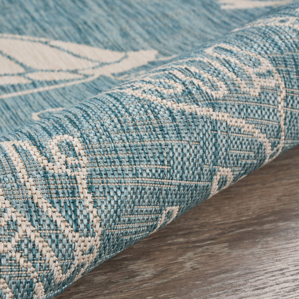 Samantha Tropical Turtle Reef Aqua Indoor Outdoor Area Rug: 5'3" x 7'