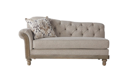 Sandstone Oyster Tufted Wood Front Sofa and Loveseat