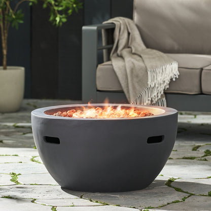 27" Bowl Shaped MGO 40,000 BTU Propane Fire Pit, Dark Grey (Tank Cover not Included)