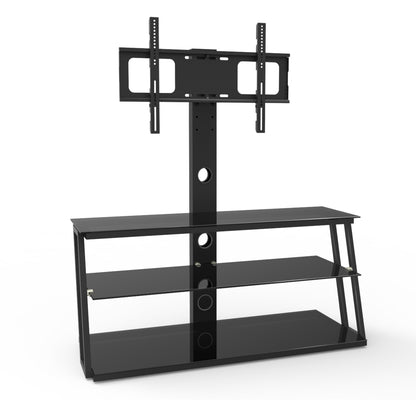 Black Multi-Function Angle And Height Adjustable Tempered Glass  TV Stand