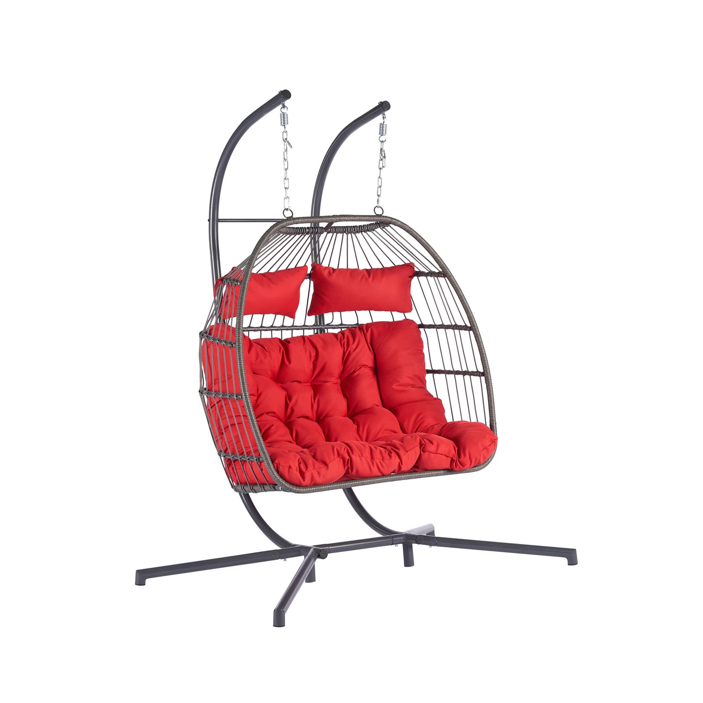 2 Person Outdoor Rattan Hanging Chair Patio Wicker Egg Chair