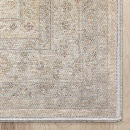 Nicosia Vintage Tribal Medallion Beige Flat-Weave Rug: Rectangular / 5'3" x 7'3"