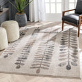 Myra Abstract Leaf Pattern Ivory Vintage Rug: 5'3" x 7'3"