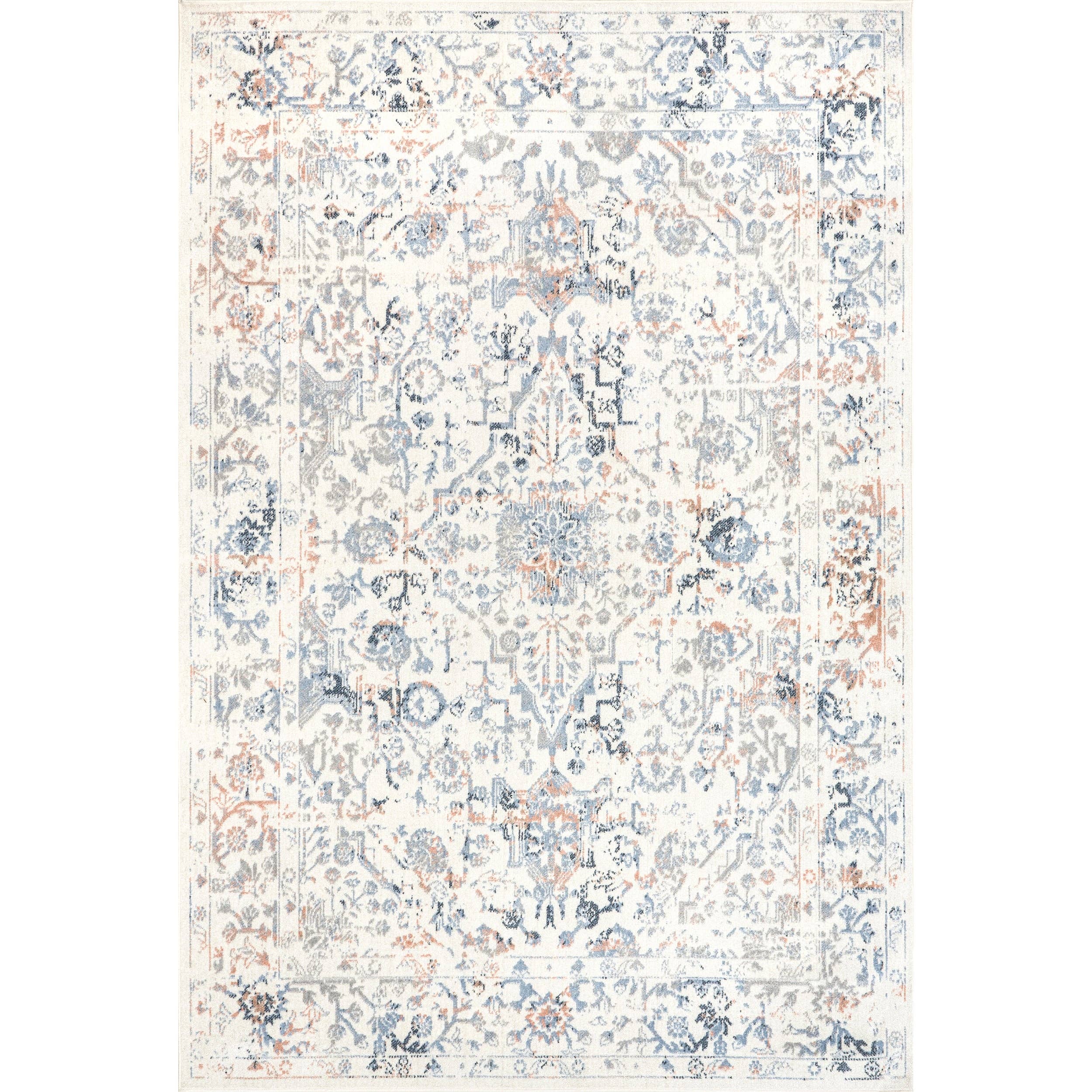 Everlee Faded Persian Machine Washable Area Rug: Beige / Rectangle / 5' 3" x 7' 6"
