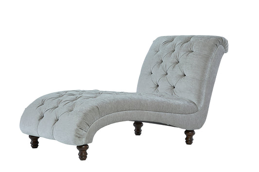 Lush Silver Tufted Lounging Chaise