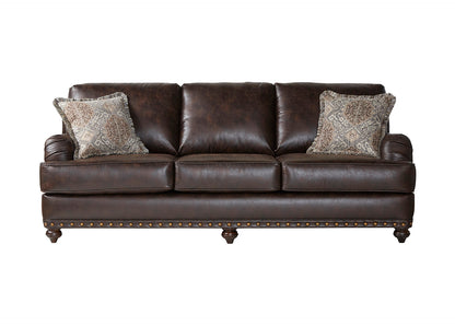 Antique Ridgeline Bronze Nailhead Sofa and Loveseat