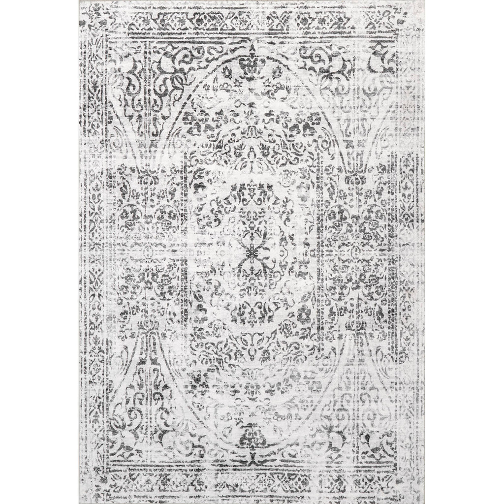 Bess Persian Vintage Machine Washable Area Rug: Ivory / Rectangle / 5' x 8'