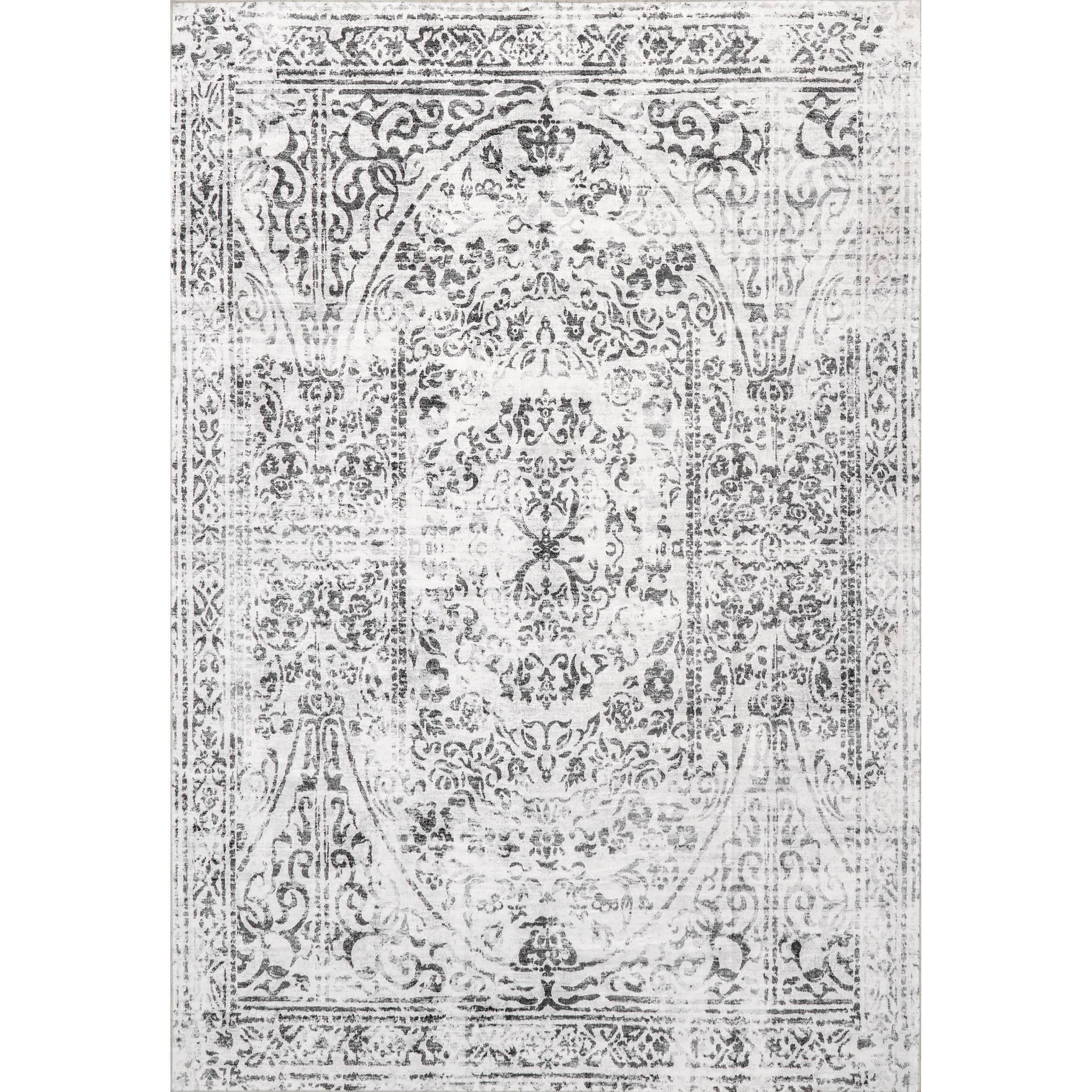 Bess Persian Vintage Machine Washable Area Rug: Ivory / Rectangle / 5' x 8'